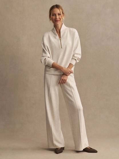 Front view of the Davidson Sweat in Ivory Marl.