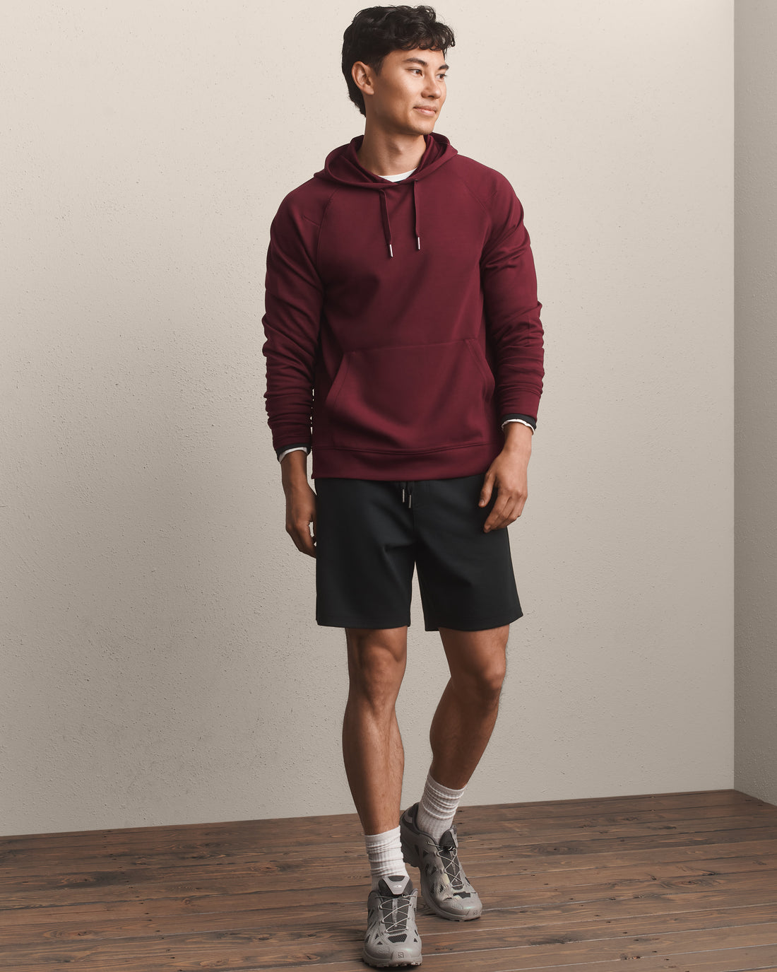Hoodie in Bordeaux Red, product view 2
