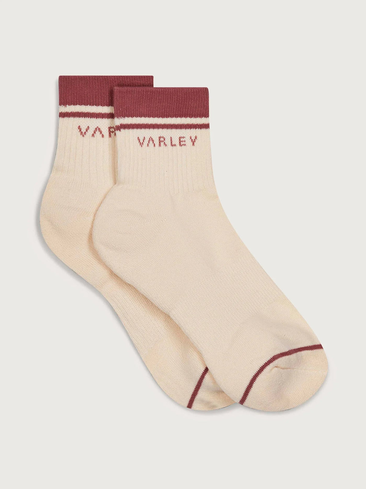 Varley Lenni Half Crew Sock in Egret/Dusty Rose
