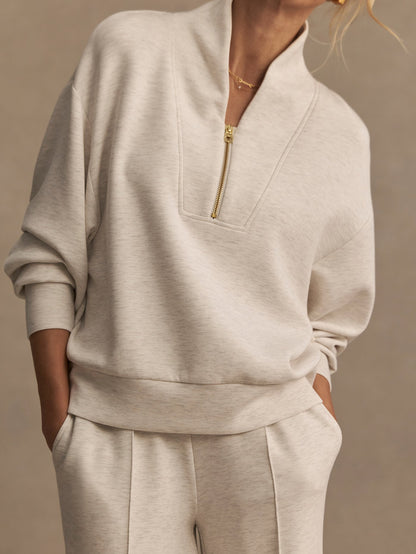 Varley Davidson Sweat in Ivory Marl