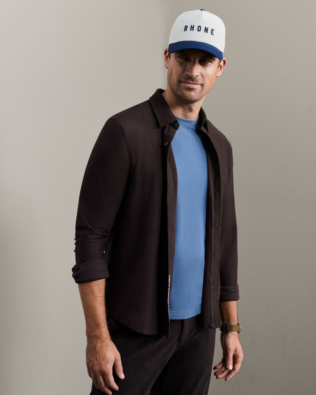 Rhone WFH Shirt in Dark Espresso
